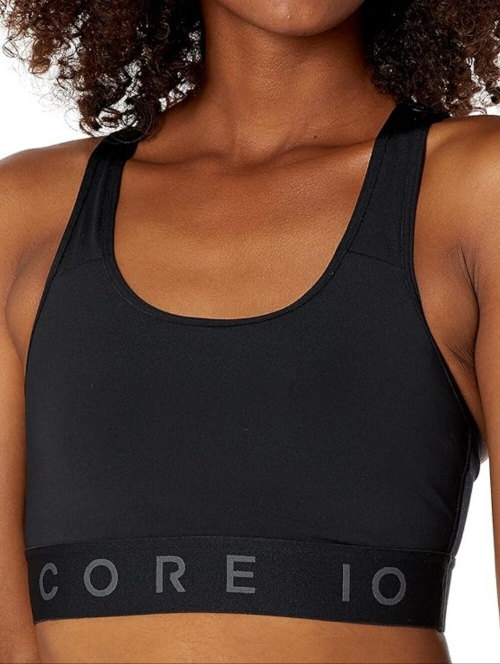 CORE 10 women's black shiny cross back strappy sports bra size XS